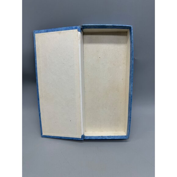 Vintage Blue Floral Design Rectangular trinket Box cardboard 11.5x4.5x1" READ - Picture 2 of 6